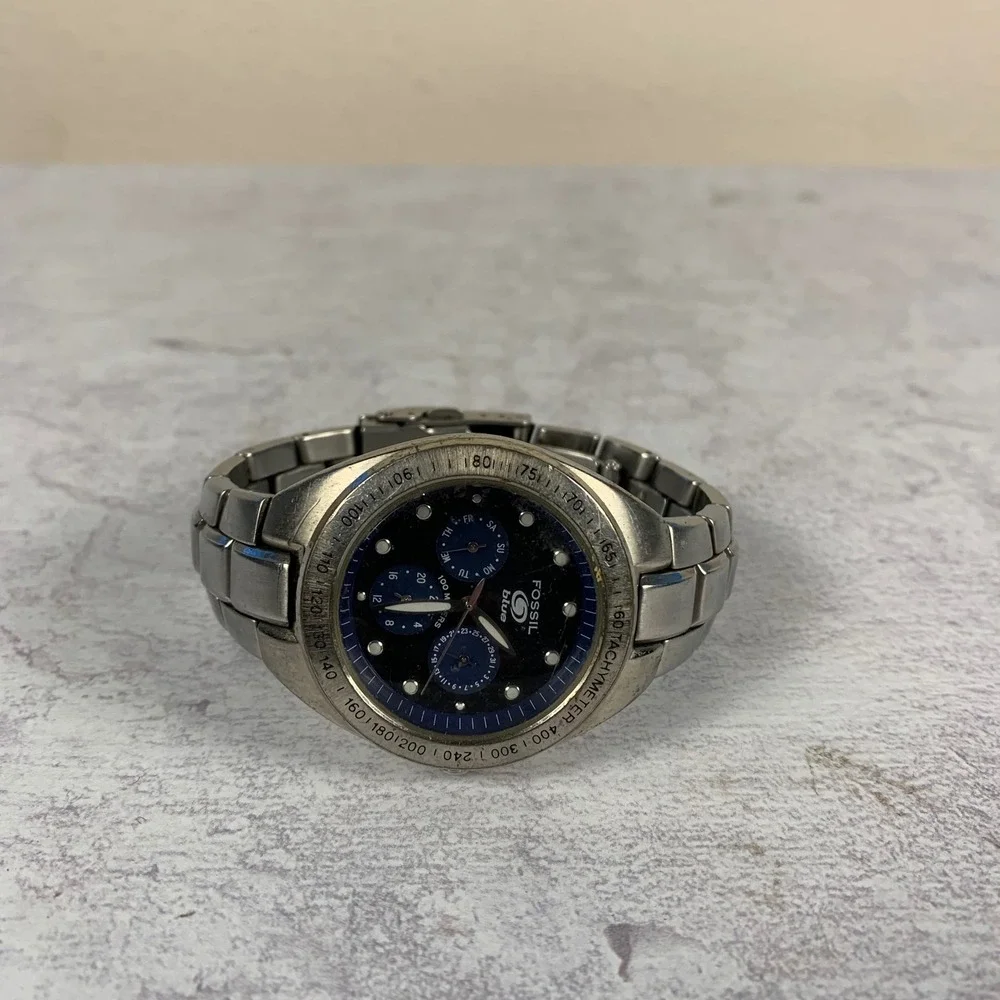 Fossil Blue Men's‎ Chronograph Tachymeter Blue Dial Stainless Steel Watch